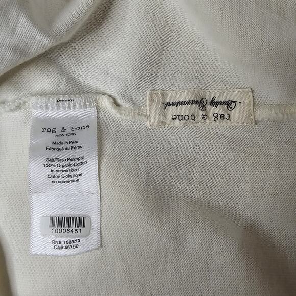 Rag & Bone Mixed Media Muscle Tee Women Top Sz XS White Organic Cotton Boxy Fit - Picture 8 of 8